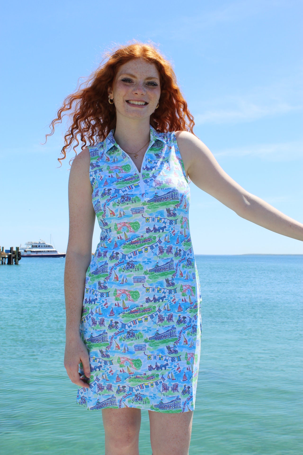 Weekend On Mackinac Katherine 1/4 Zip Dress